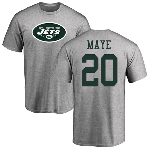 New York Jets Men Ash Marcus Maye Name and Number Logo NFL Football #20 T Shirt->nfl t-shirts->Sports Accessory